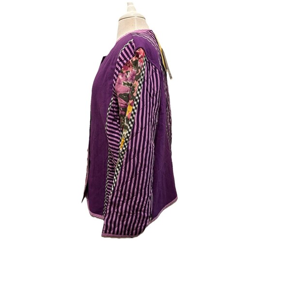 Koos Of Course Linen & Silk Purple Floral Quilted Jacket 4X - Picture 2 of 5